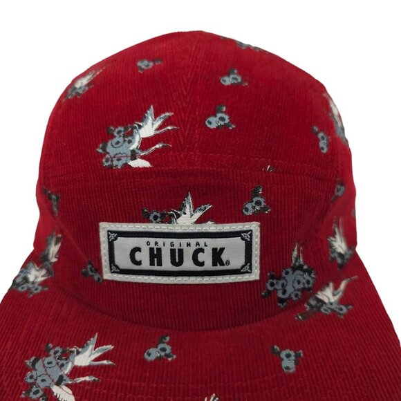 Original Chuck Red Corduroy Swans Leather Tuck Strap Cap Trucker Baseball Hat - Picture 9 of 14